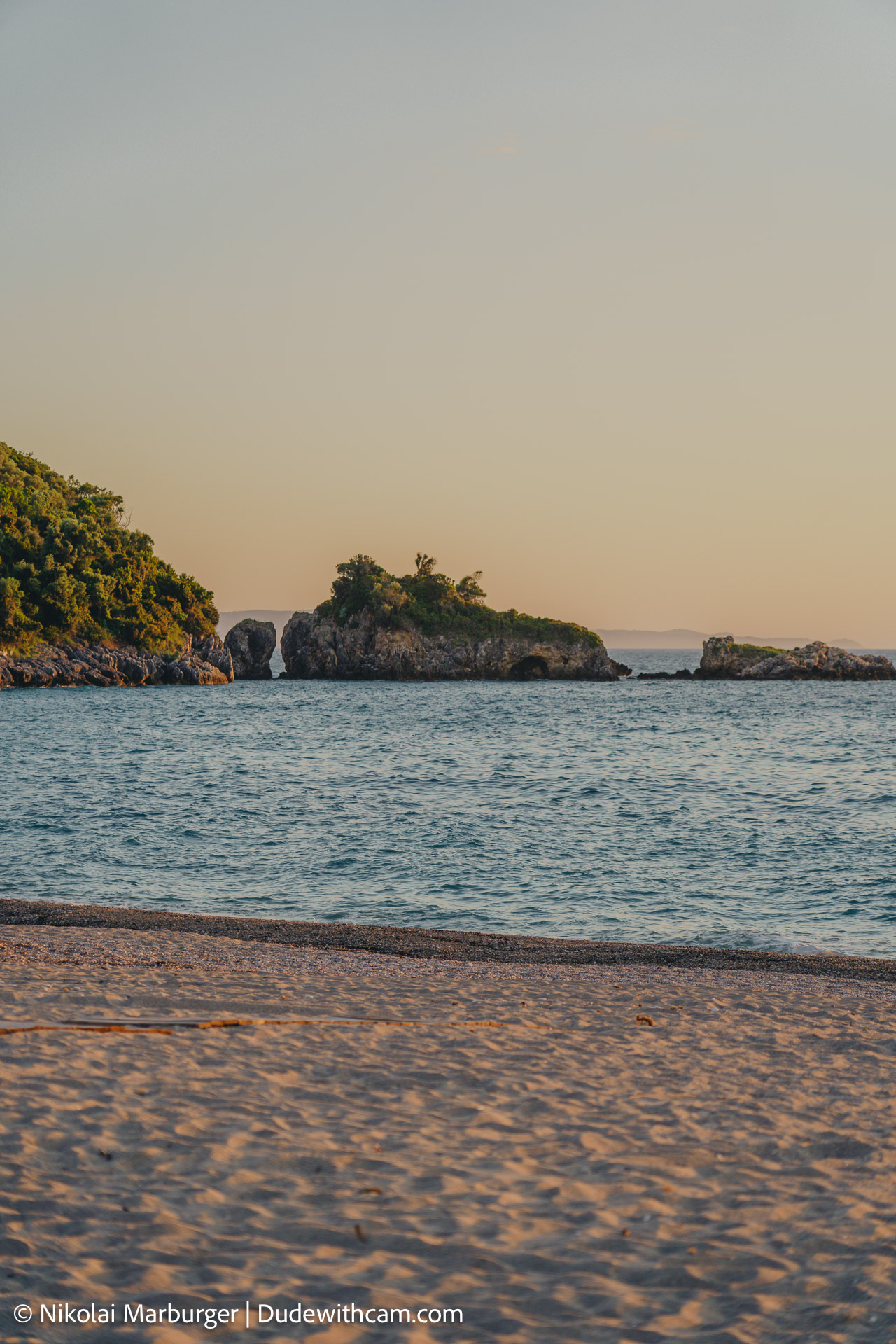 Sunsets Views on the Karavostasi Beach in Greece.